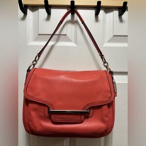 Coach K1394-F27481 Taylor Coral Leather Flap Shoulder Bag w Crossbody BNOT